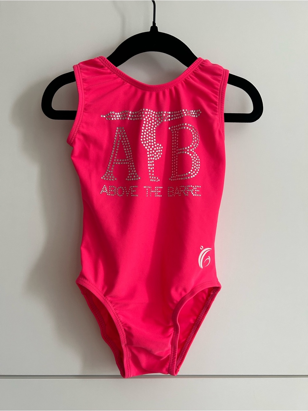 Hot Pink Kids Dance Leotard with Rhinestone Design “Above The Barre”